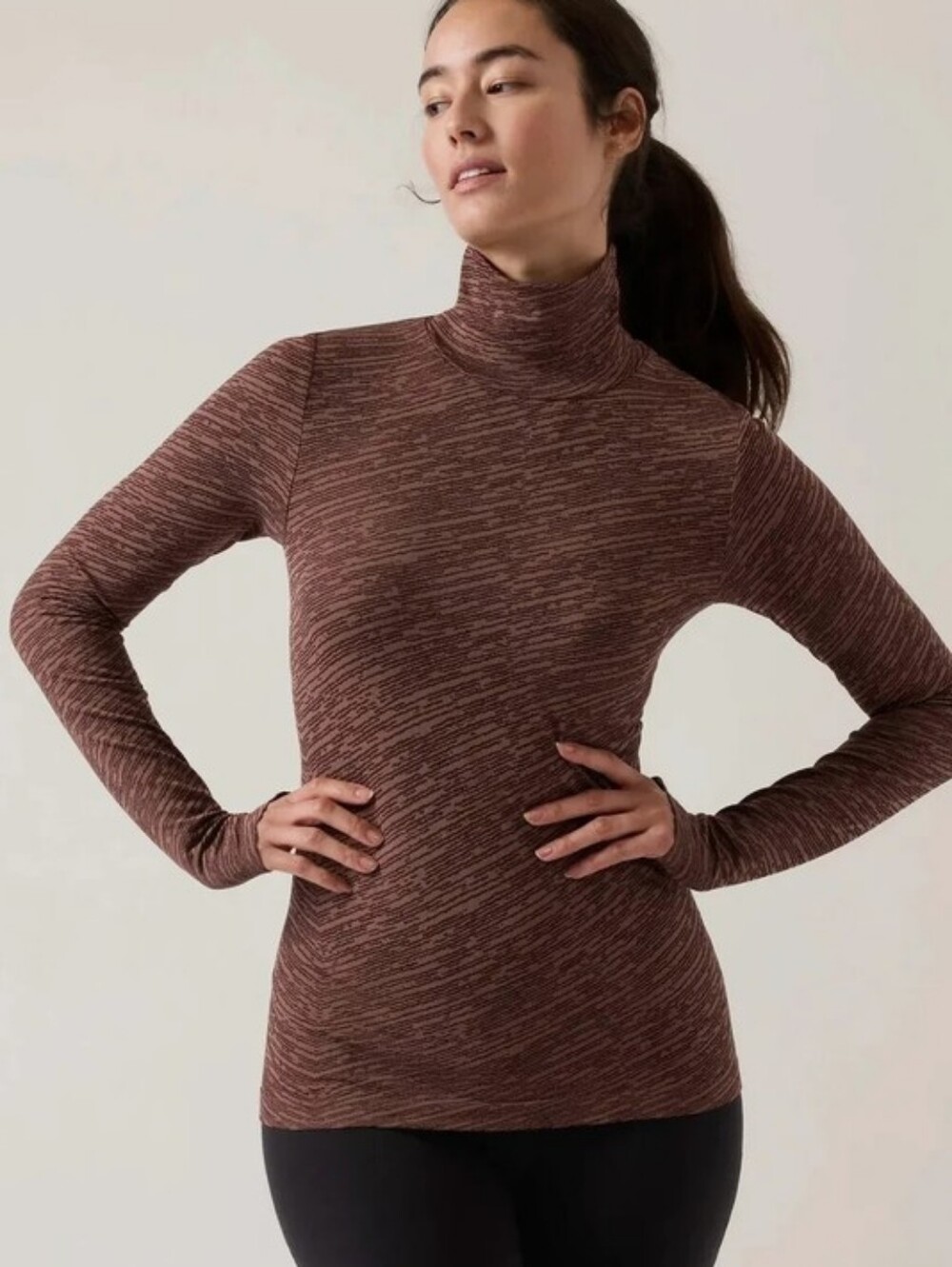 Athleta Flurry Seamless Turtleneck - Brown Size Small & XS NWT 466557